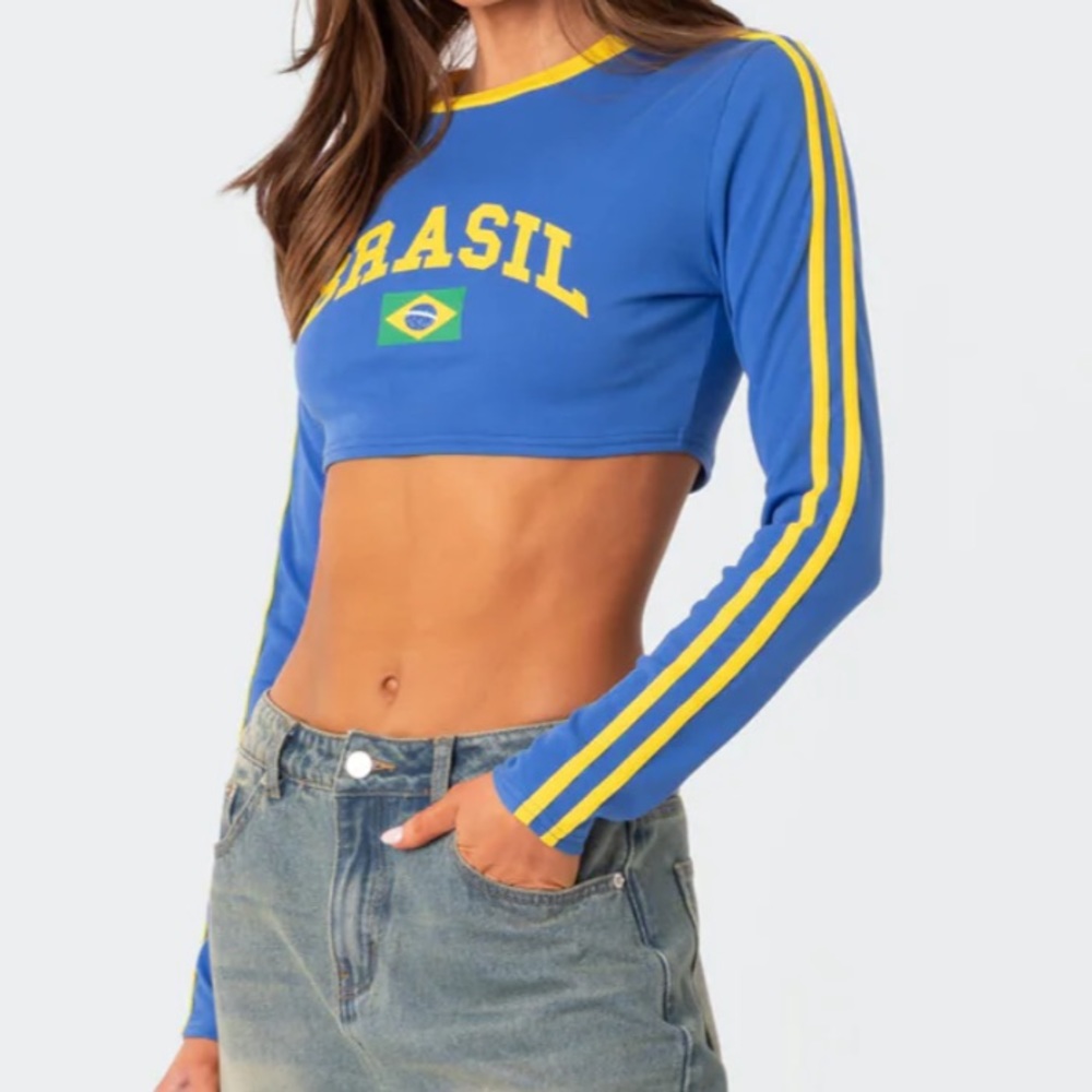 Brazil long sleeve crop top